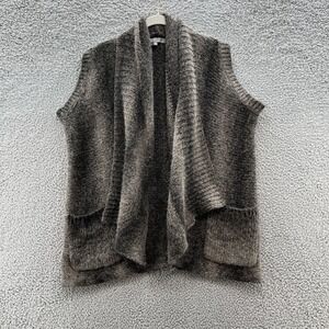 360 Sweater Womens Medium Brown Stripe Alpaca Wool Blend Chunky Open Cardigan